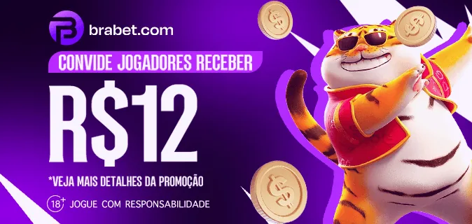 Banner da Brabet: convide jogadores e receba R$ 12, com um tigre de óculos escuros